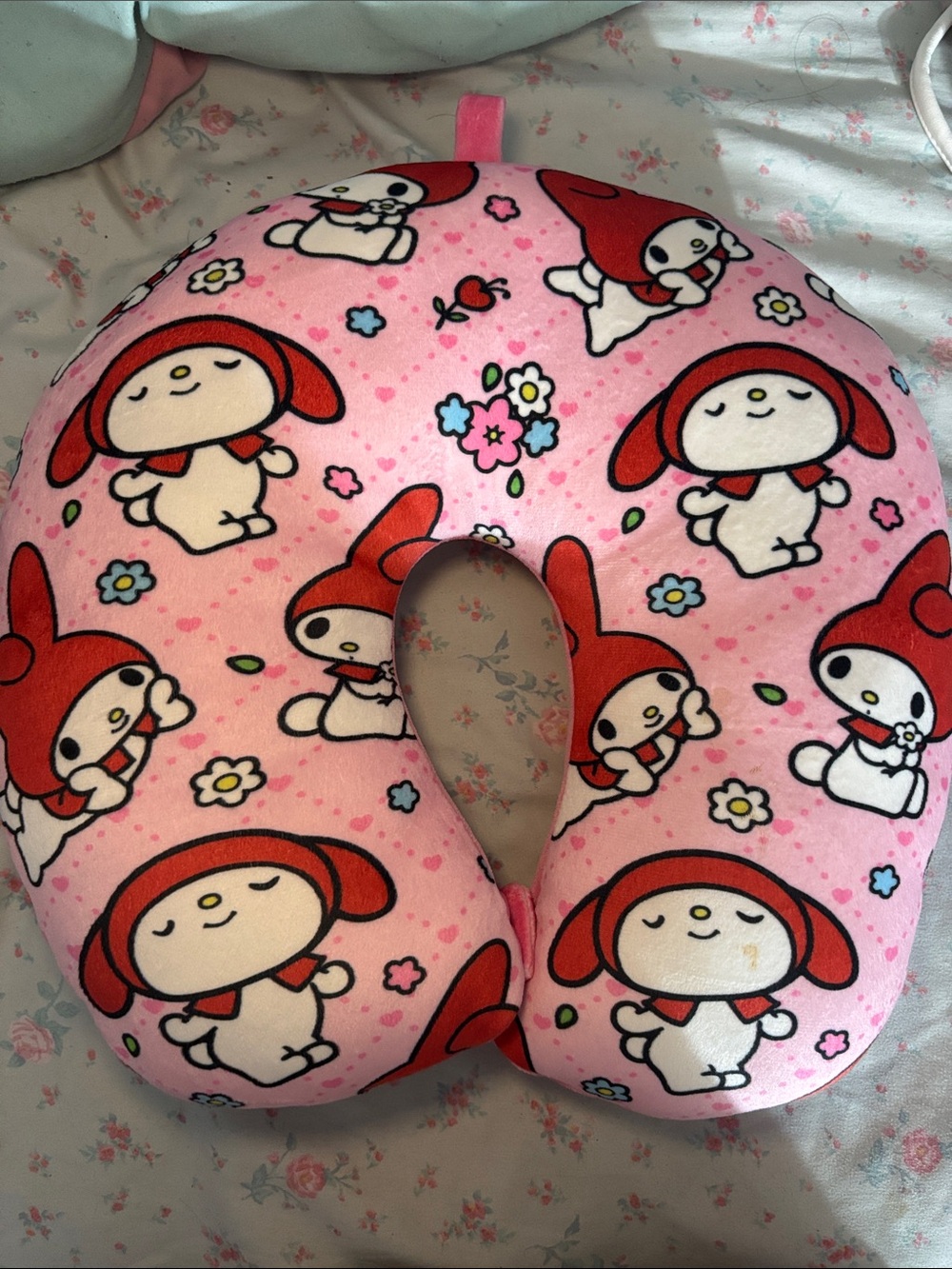 Hello Kitty Pink and Red Kids Travel Neck Pillow with Character Print